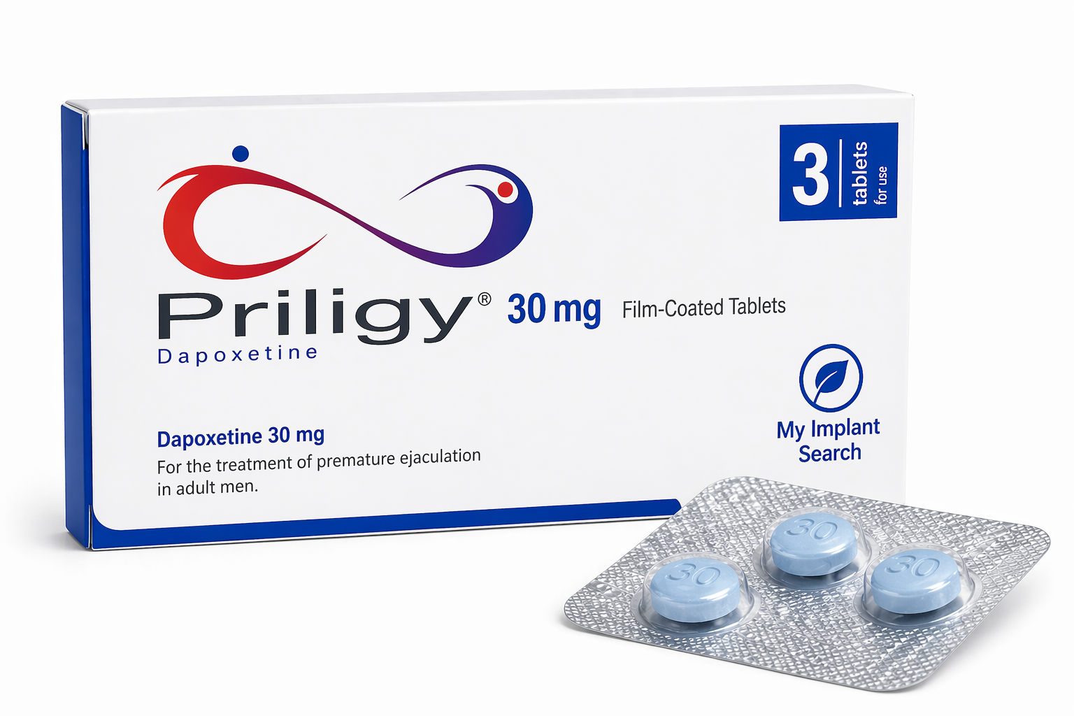 Priligy dapoxetine 30 mg product image for online treatment page